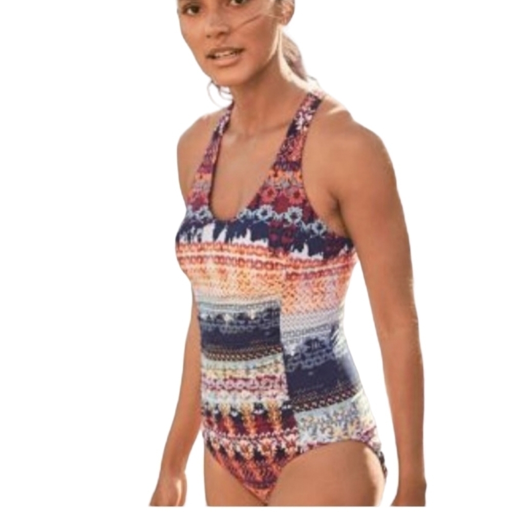 Garnet Hill Patchwork Floral One Piece Swimsuit - image 1